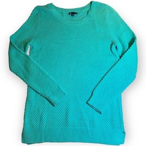 GAP Green/Turquoise Cotton Waffle-Knit Sweater L